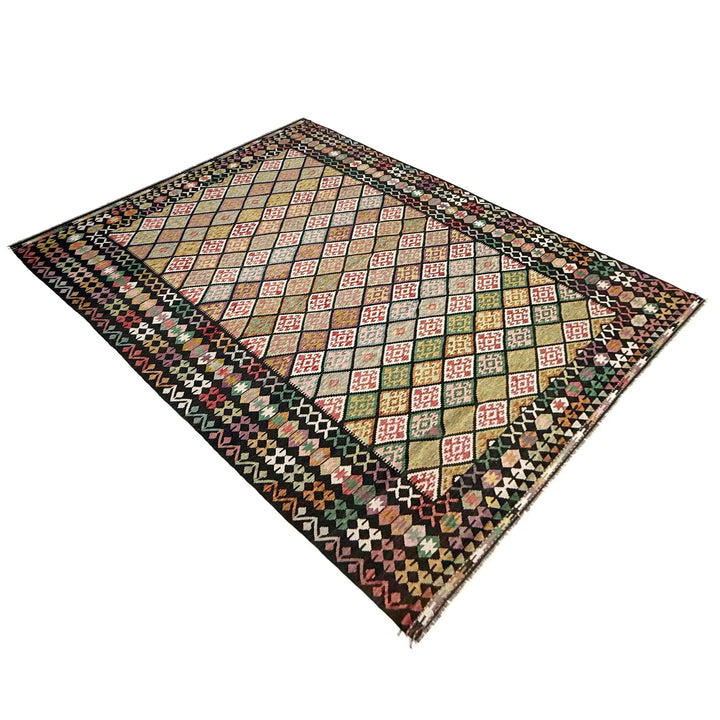 Afghan Vegetable Kilim Rug 9' 9" x 16' 2" Flat-Weave | No. AL711397