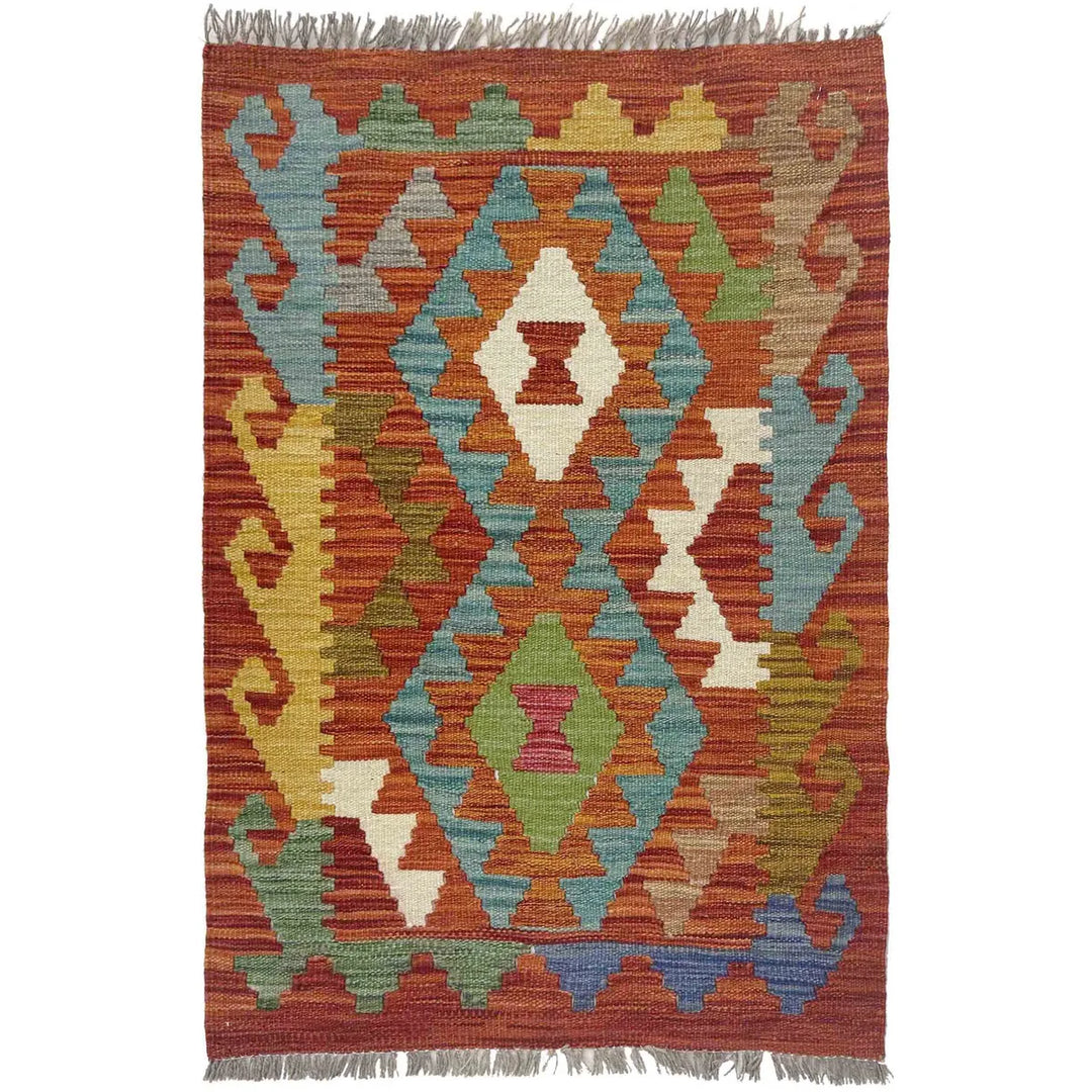 Afghan Vegetable Kilim Rug 2' 0" x 2' 11" Flat-Weave | No. AL711631