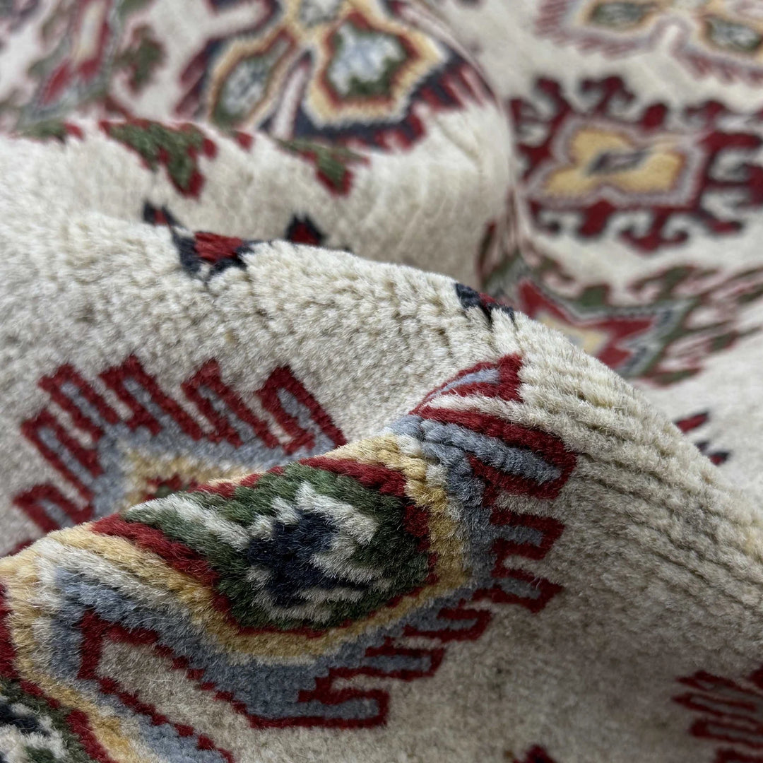 Beige Afghan Kazak Rug 6' 0" x 9' 1" Hand-Knotted | No. AL71190