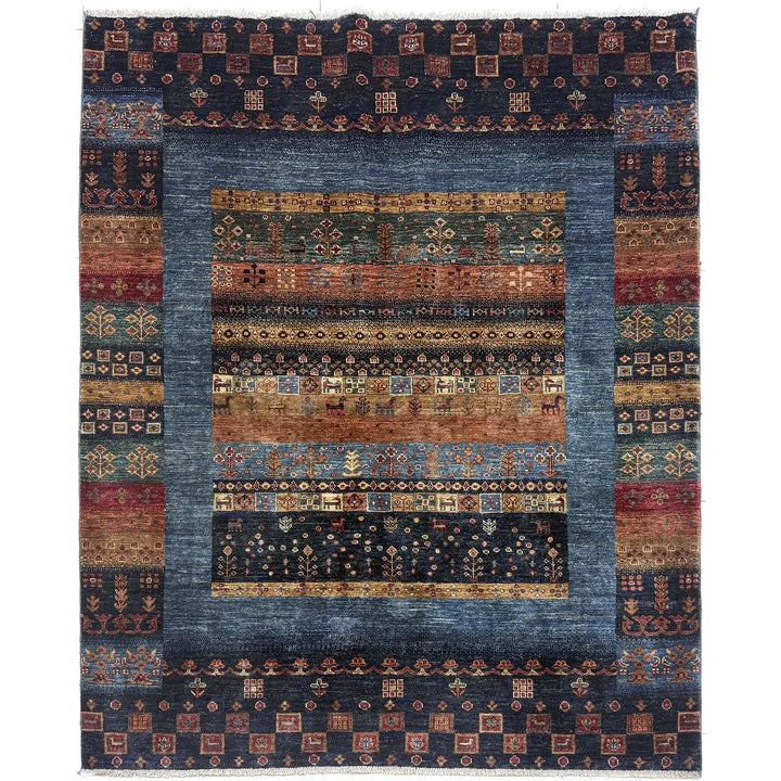 Multicolor Afghan Shikargah Rug 5' 1" x 6' 4" Hand-Knotted | No. AL71215