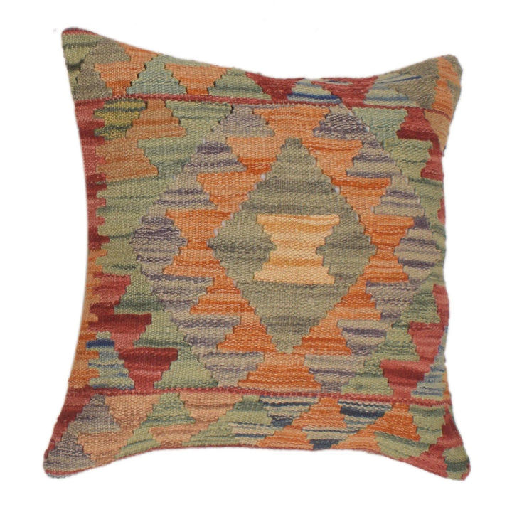 Afghan Geometric Cushion 1' 5" x 1' 5" Flat-Weave | No. AL71249