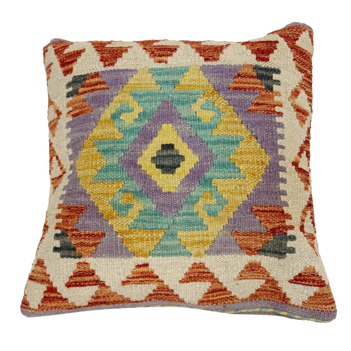 Afghan Kilim Cushion Cover 1' 5" x 1' 5" Flat-Weave | No. AL713377