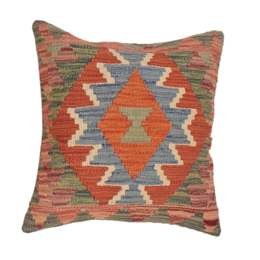 Afghan Kilim Cushion 1' 6" x 1' 6" Flat-Weave | No. AL71381