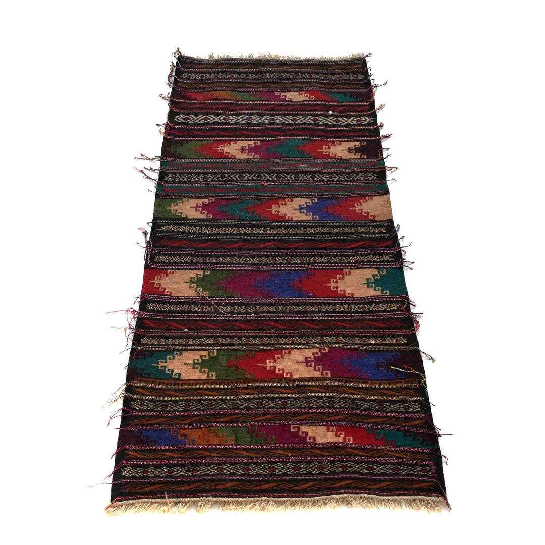 Afghan Table Sheet Runner Rug 2' 1" x 5' 10" Flat-Weave | No. AL71405