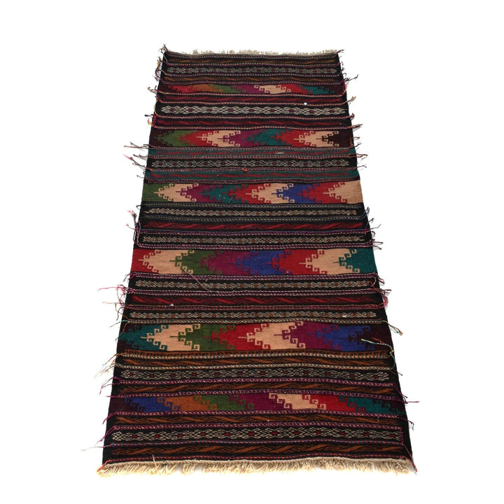 Afghan Table Sheet Runner Rug 2' 1" x 5' 10" Flat-Weave | No. AL71405