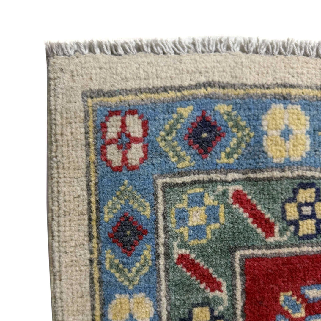 Beige Afghan Kazak Rug 6' 6" x 10' 0" Hand-Knotted | No. AL71456