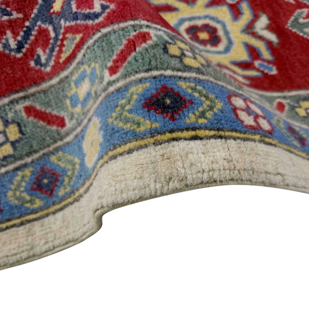 Beige Afghan Kazak Rug 6' 6" x 10' 0" Hand-Knotted | No. AL71456
