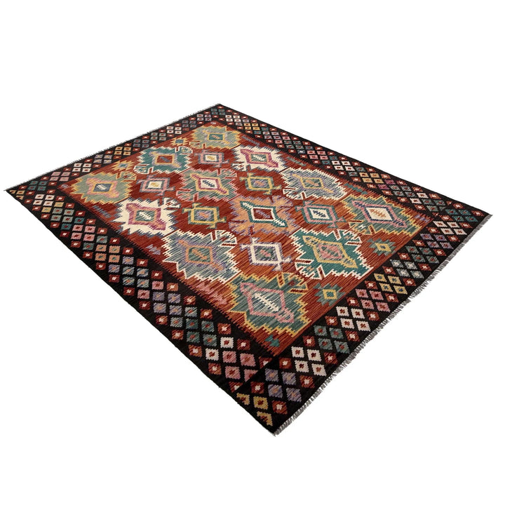 Afghan Vegetable Kilim Rug 6' 7" x 9' 9" Flat-Weave | No. AL71504