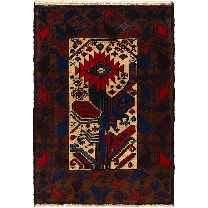 Afghan Baluchi Rug 3' 3" x 4' 6" Hand-Knotted | No. AL71540