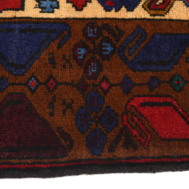 Afghan Baluchi Rug 3' 3" x 4' 6" Hand-Knotted | No. AL71540