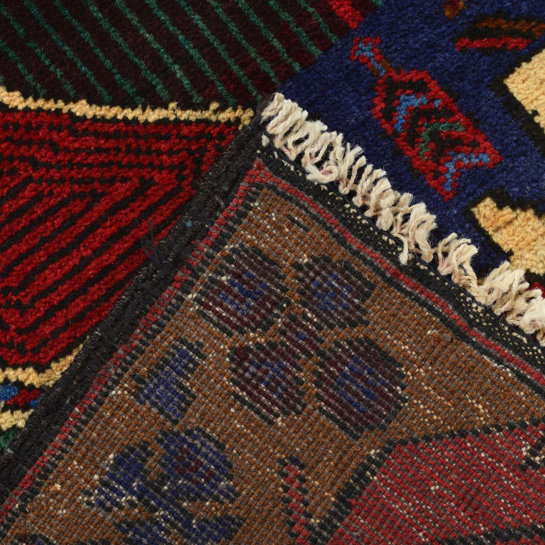 Afghan Baluchi Rug 3' 3" x 4' 6" Hand-Knotted | No. AL71540