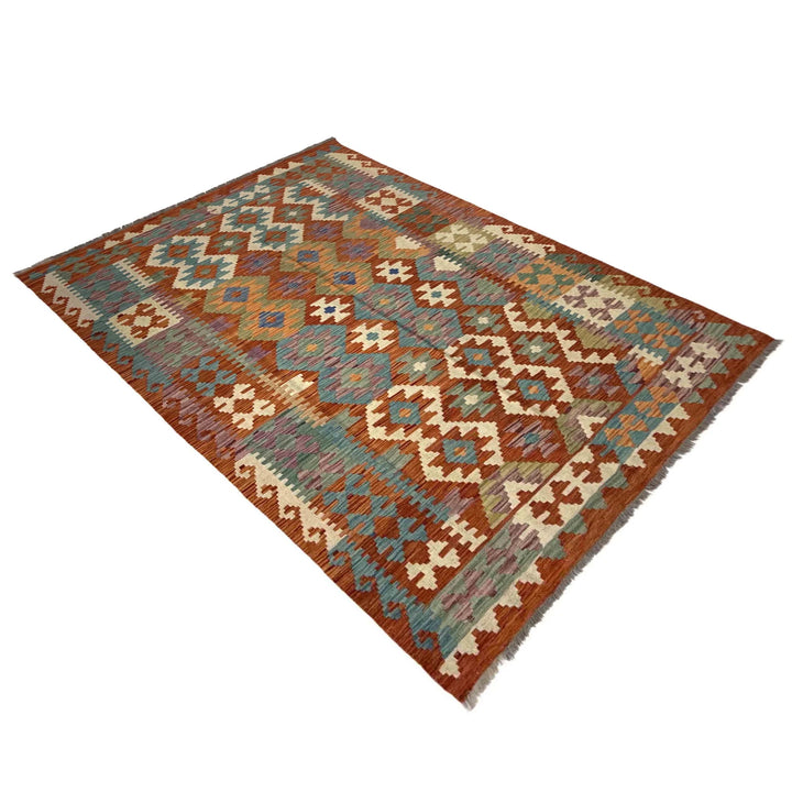 Afghan Vegetable Kilim Rug 5' 6" x 7' 10" Flat-Weave | No. AL715509