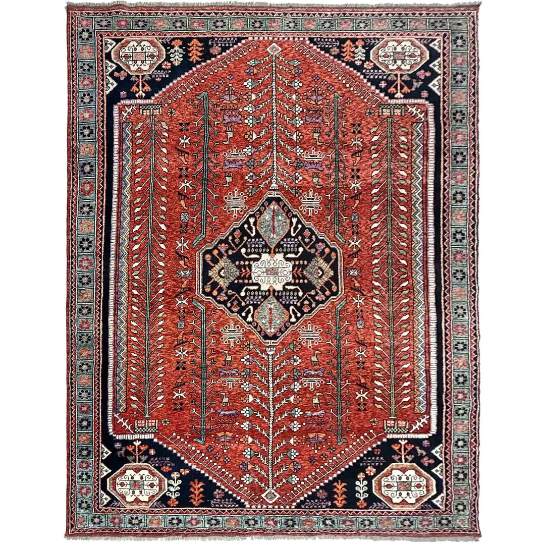 Red Afghan Shirazi Rug 8' 0" x 11' 3" Hand-Knotted | No. AL71587
