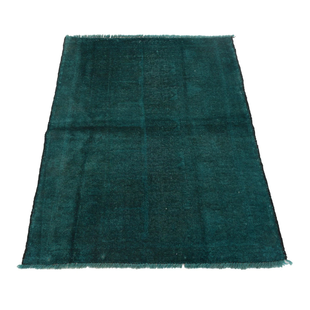 Green Pakistani Overdye Rug 2' 10" x 4' 2" Hand-Knotted | No. AL71592