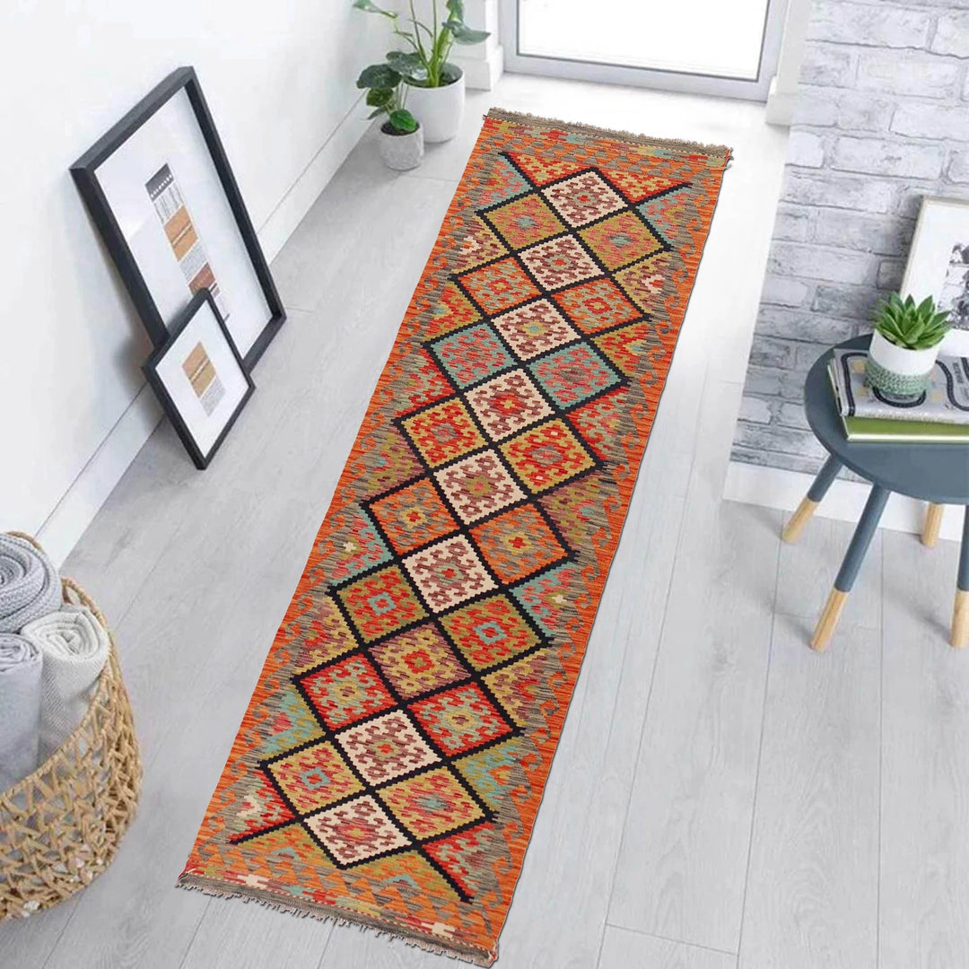 Afghan Kilim Rug 2' 10" x 9' 11" Flat-Weave | No. AL71612