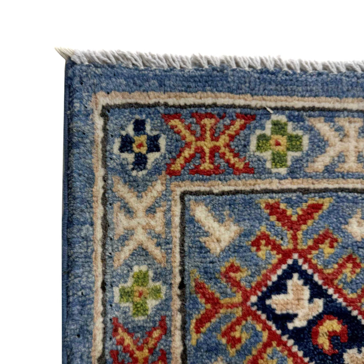 Blue Afghan Kazak Rug 5' 0" x 6' 11" Hand-Knotted | No. AL71735