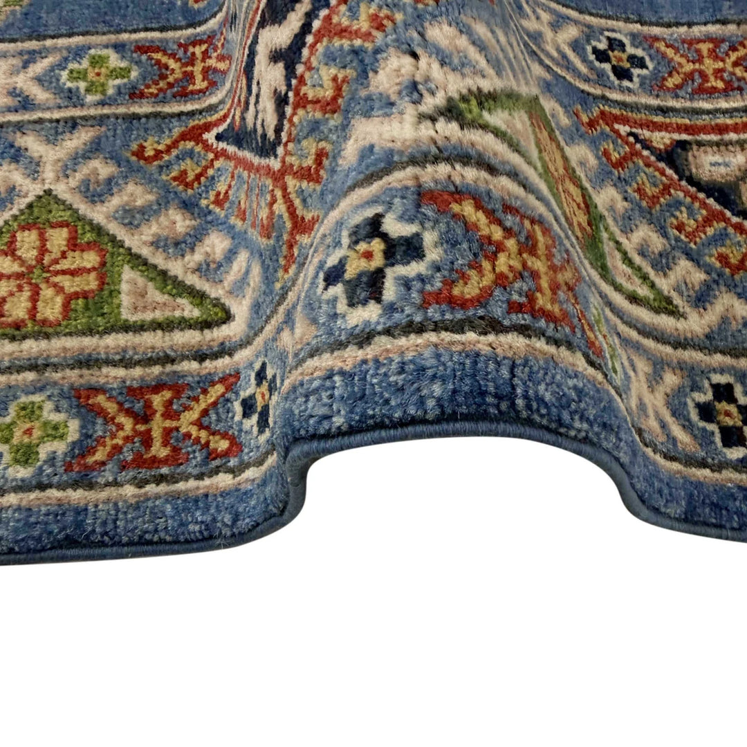 Blue Afghan Kazak Rug 5' 0" x 6' 11" Hand-Knotted | No. AL71735