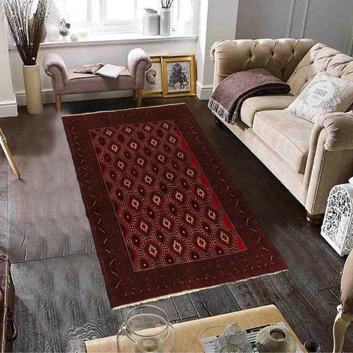 Afghan Baluchi Rug 4' 2" x 6' 1" Hand-Knotted | No. AL71747