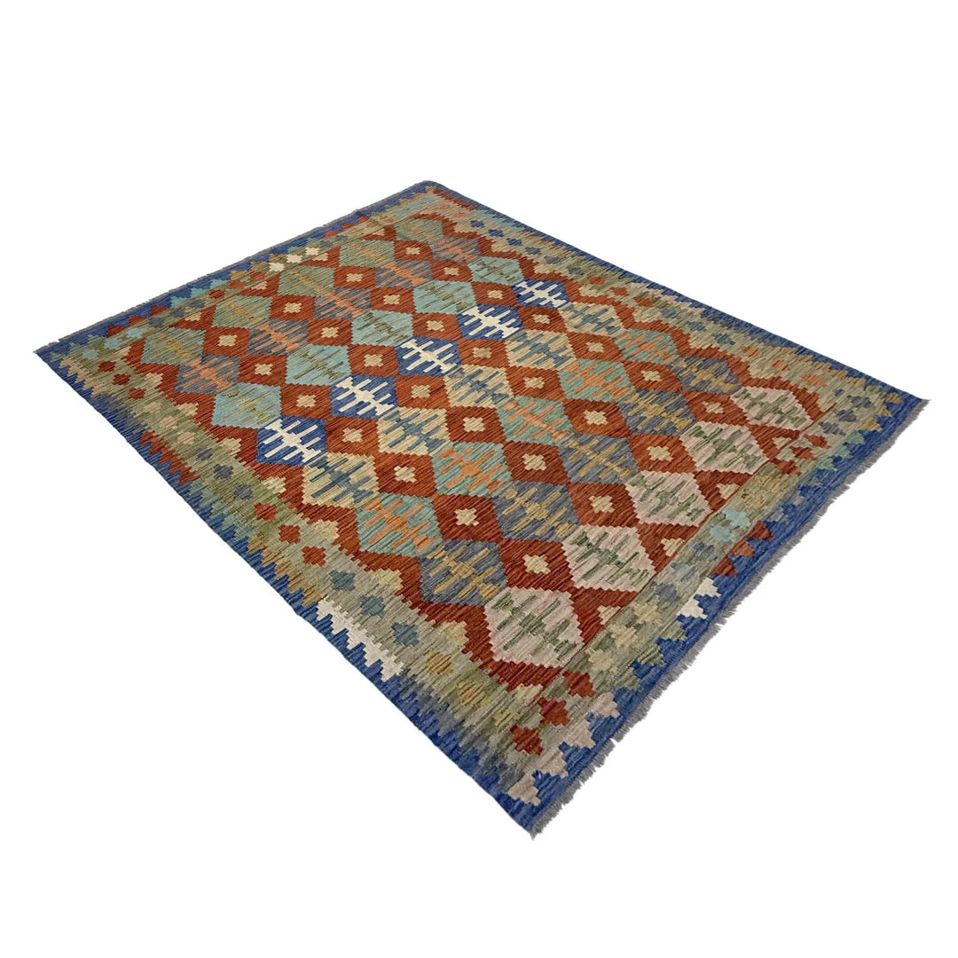 Afghan Vegetable Kilim Rug 5' 8" x 7' 8" Flat-Weave | No. AL717599