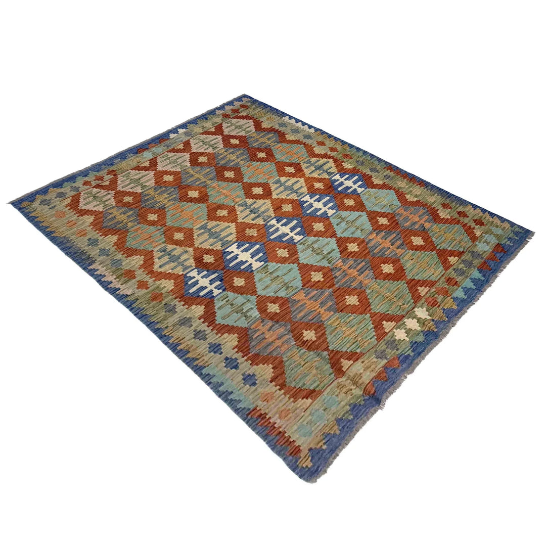 Afghan Vegetable Kilim Rug 5' 8" x 7' 8" Flat-Weave | No. AL717599