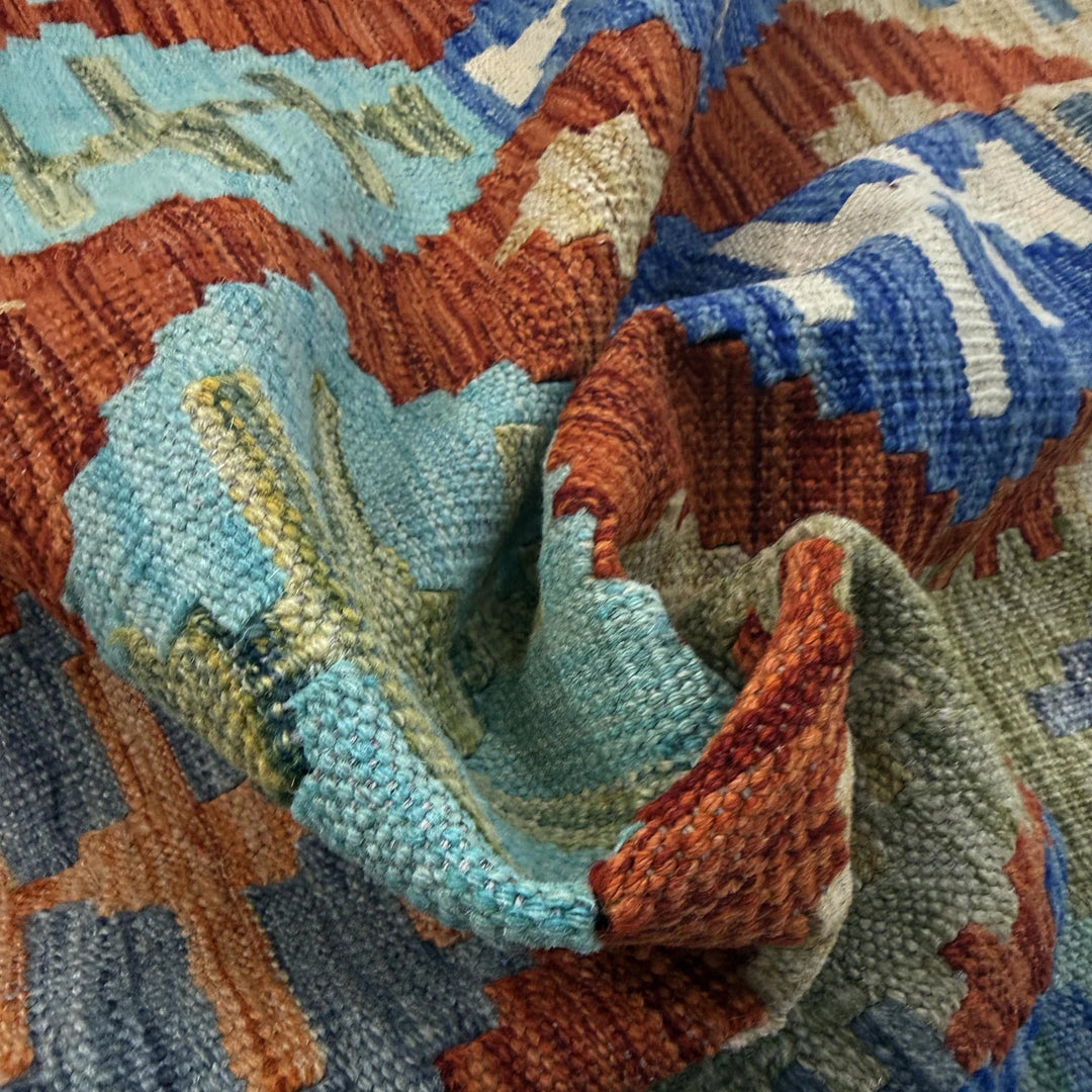 Afghan Vegetable Kilim Rug 5' 8" x 7' 8" Flat-Weave | No. AL717599