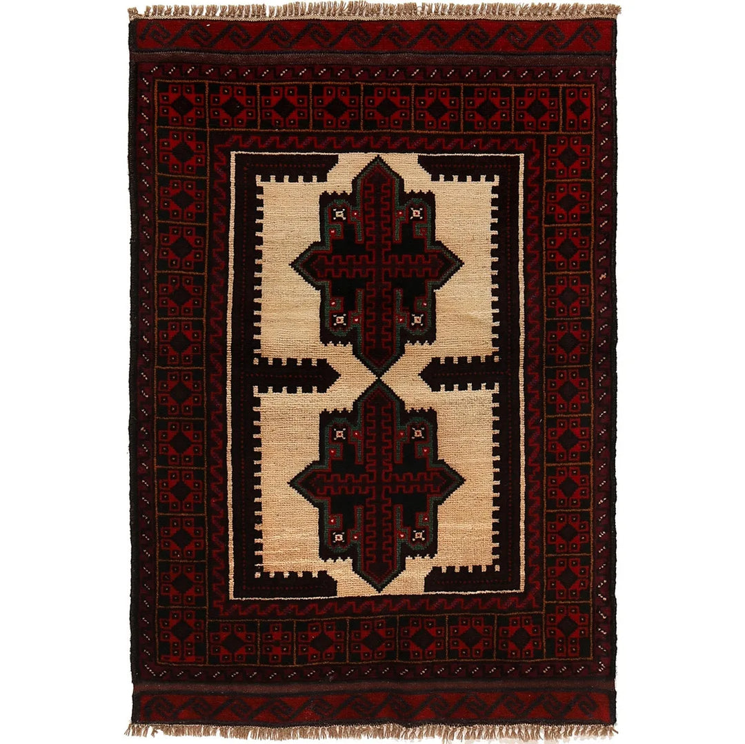 Afghan Baluchi Rug 2' 9" x 4' 2" Hand-Knotted | No. AL71788