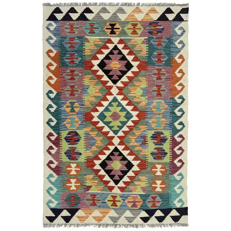 Afghan Vegetable Kilim Rug 3' 3" x 5' 0" Flat-Weave | No. AL718011