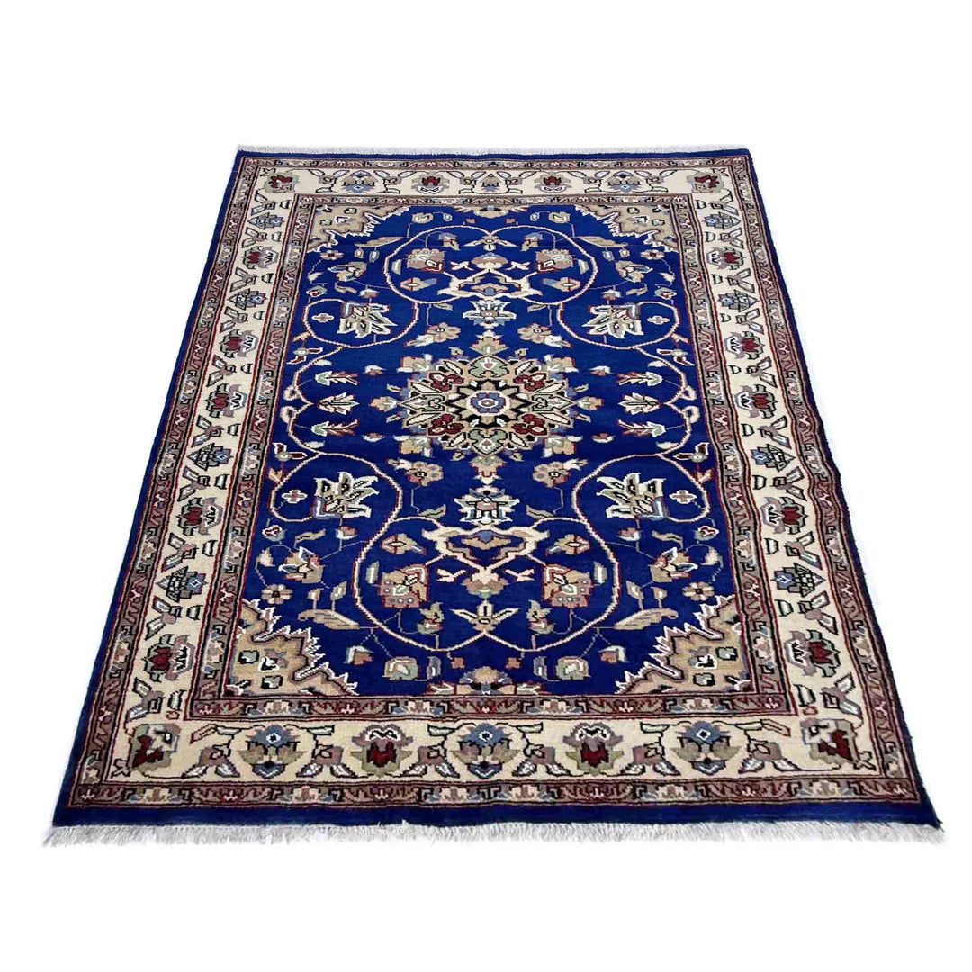 Blue Pakistani Jaldar Rug 4' 2" x 6' 1" Hand-Knotted | No. AL71831