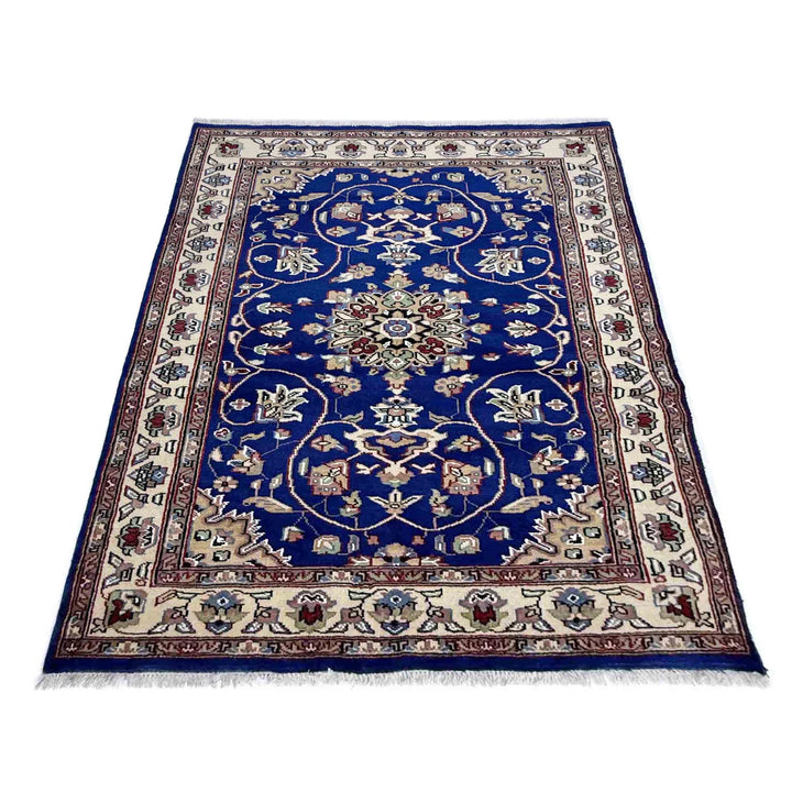 Blue Pakistani Jaldar Rug 4' 2" x 6' 1" Hand-Knotted | No. AL71831