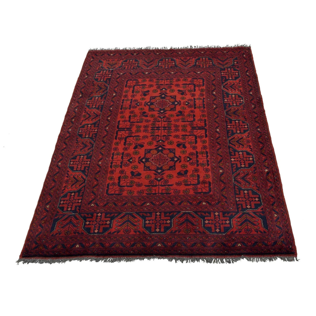 Red Afghan Khal Mohammadi Rug 3' 5" x 5' 3" Hand-Knotted | No. AL71847