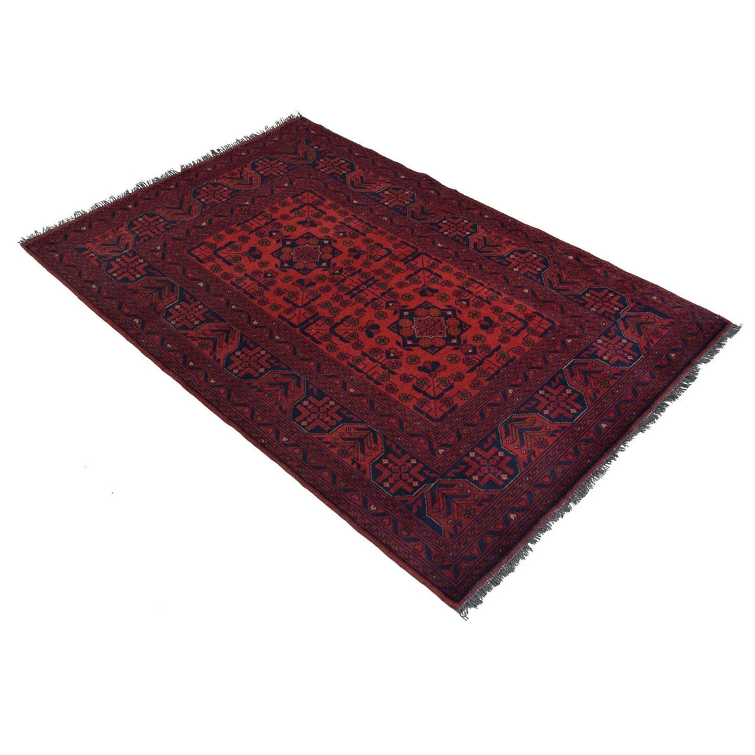 Red Afghan Khal Mohammadi Rug 3' 5" x 5' 3" Hand-Knotted | No. AL71847