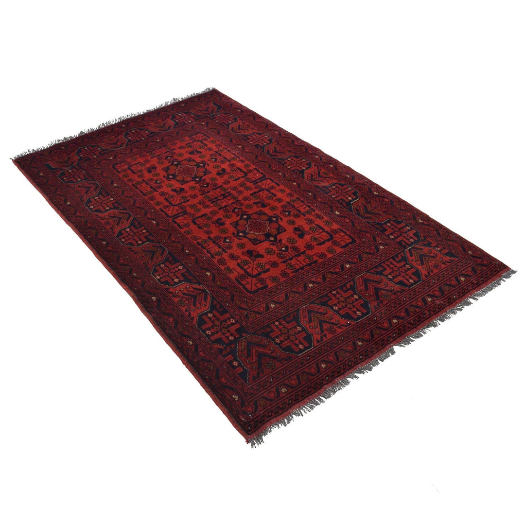 Red Afghan Khal Mohammadi Rug 3' 5" x 5' 3" Hand-Knotted | No. AL71847
