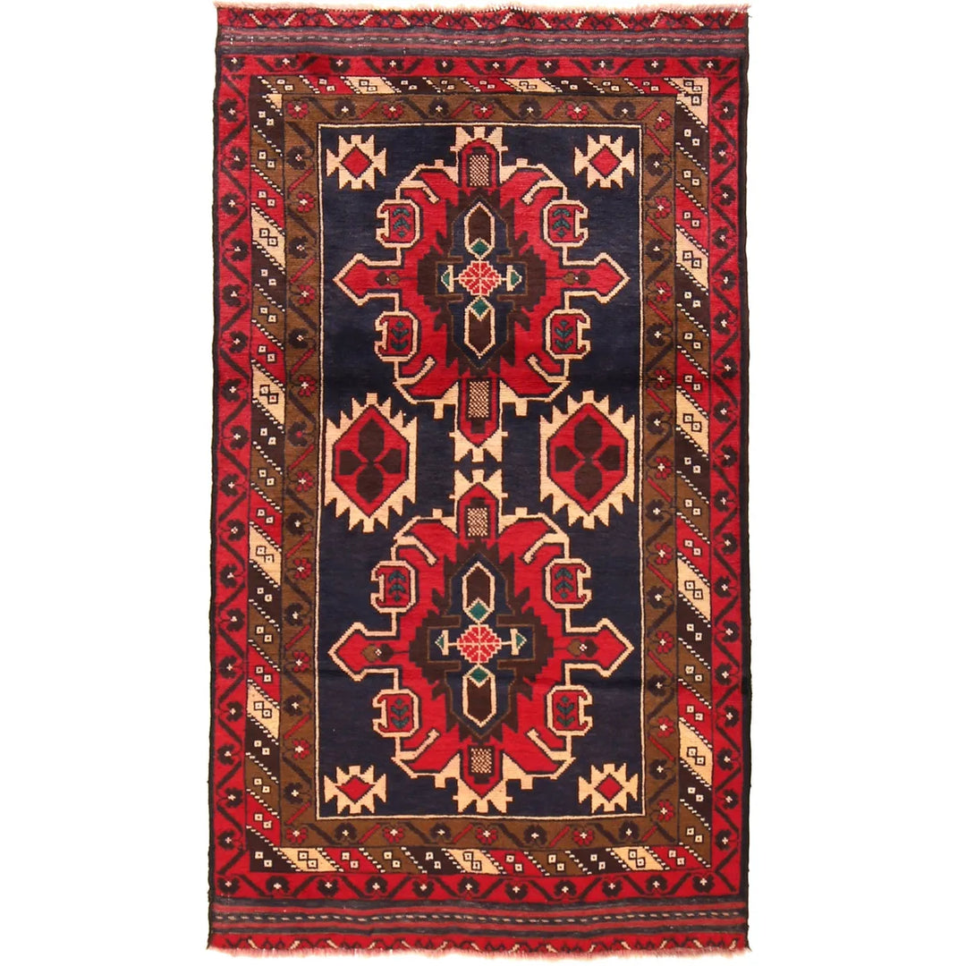 Afghan Baluchi Rug 3'6" x 6'3" Hand-Knotted | No. AL71863