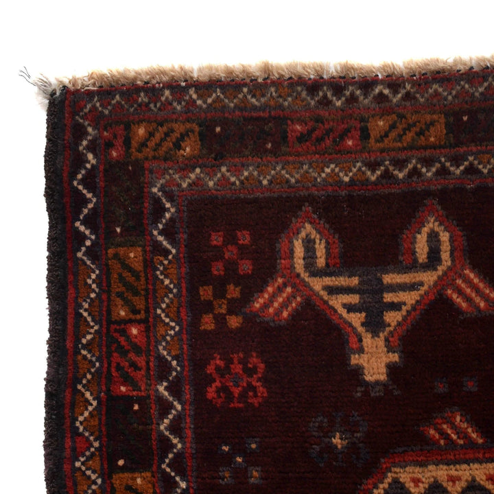 Brown Afghan Baluchi Rug 3' 0" x 4' 10" Hand-Knotted | No. AL71913