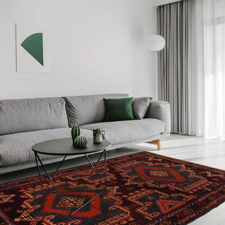 Brown Afghan Baluchi Rug 3' 0" x 4' 10" Hand-Knotted | No. AL71913
