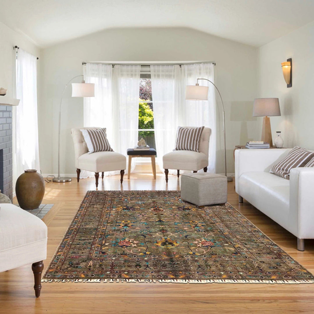 Afghan Sultani Rug 6' 8" x 9' 9" Hand-Knotted | No. AL72048