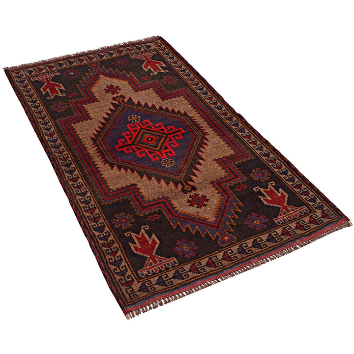 Afghan Baluchi Rug 2' 8" x 4' 6" Hand-Knotted | No. AL72138