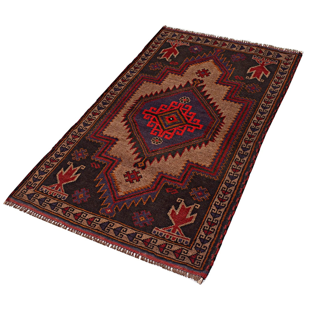 Afghan Baluchi Rug 2' 8" x 4' 6" Hand-Knotted | No. AL72138