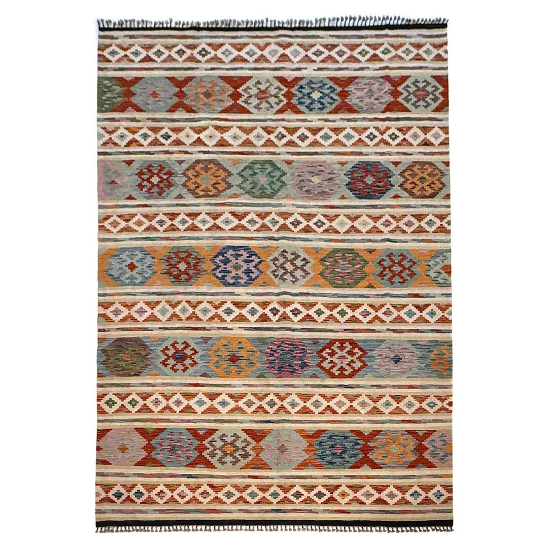 Afghan Kilim Rug 6' 7" x 10' 2" Flat-Weave | No. AL72147