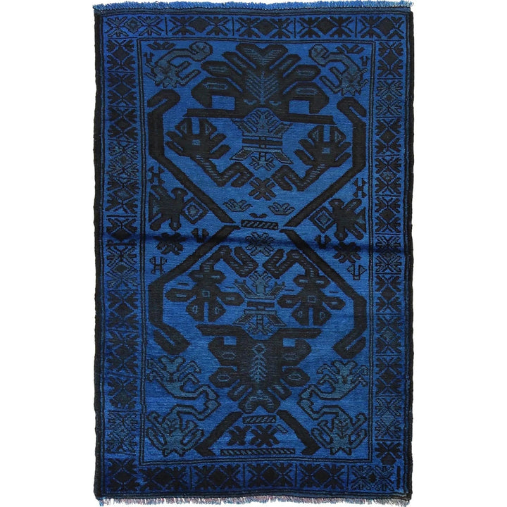 Blue Pakistani Overdye Rug 2' 11" x 4' 2" Hand-Knotted | No. AL72231