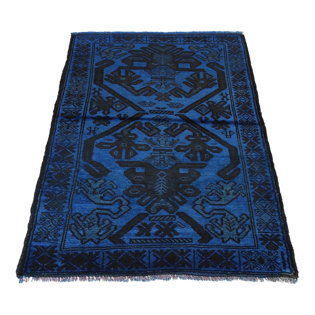 Blue Pakistani Overdye Rug 2' 11" x 4' 2" Hand-Knotted | No. AL72231