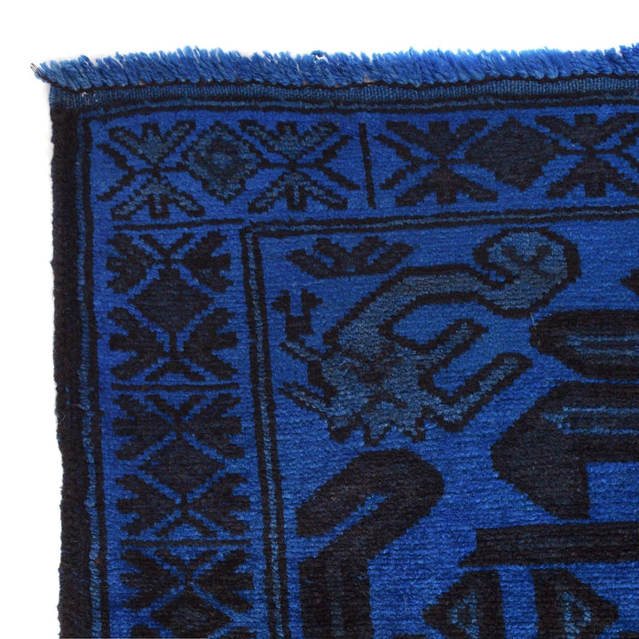 Blue Pakistani Overdye Rug 2' 11" x 4' 2" Hand-Knotted | No. AL72231