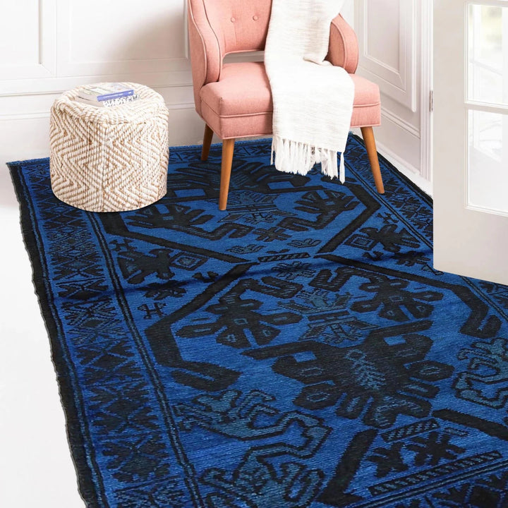 Blue Pakistani Overdye Rug 2' 11" x 4' 2" Hand-Knotted | No. AL72231