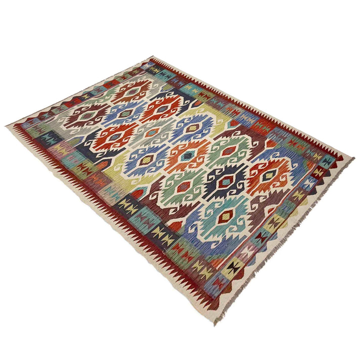 Afghan Vegetable Kilim Rug 5' 10" x 9' 1" Flat-Weave | No. AL722452