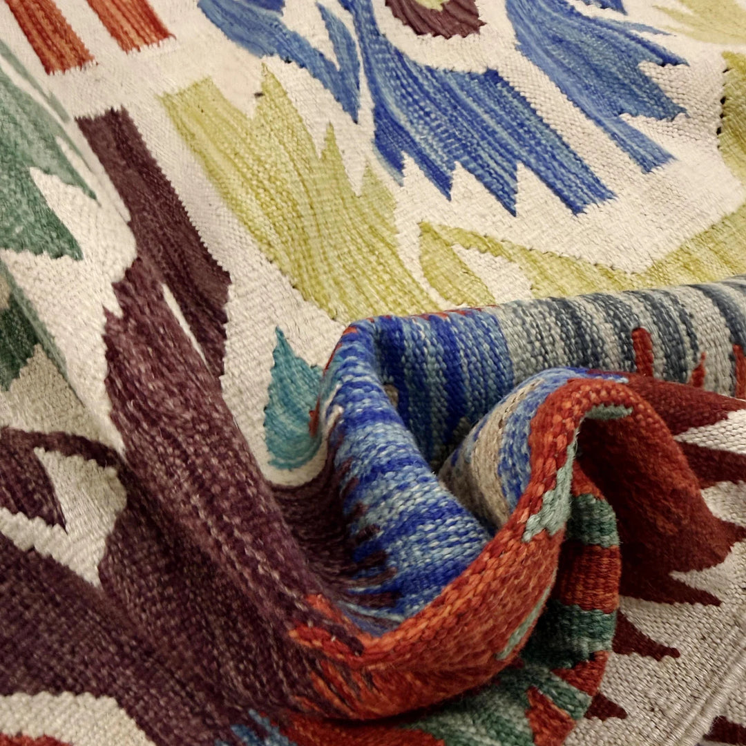 Afghan Vegetable Kilim Rug 5' 10" x 9' 1" Flat-Weave | No. AL722452