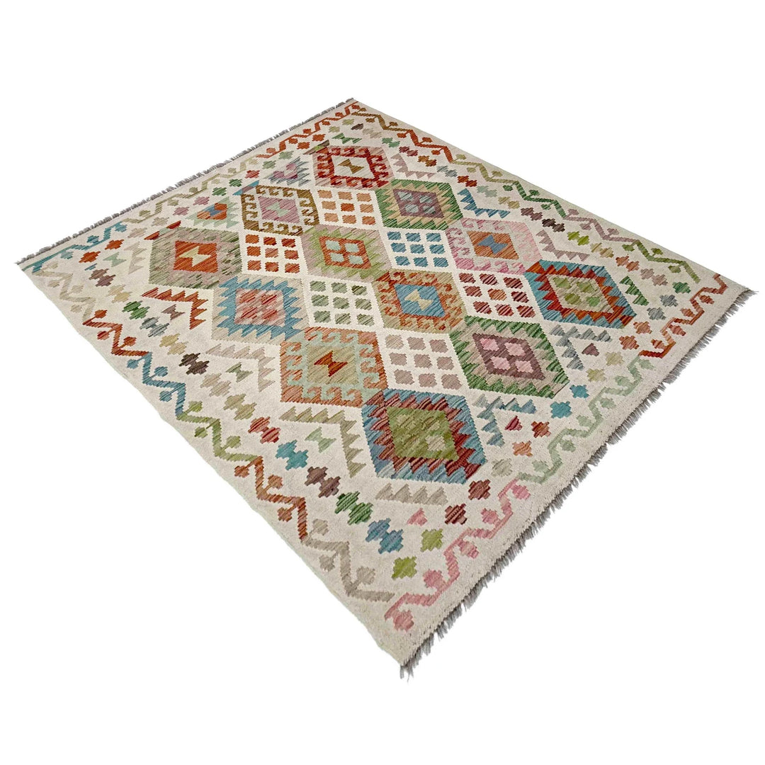 Afghan Kilim Rug 4' 11" x 6' 4" Flat-Weave | No. AL72251