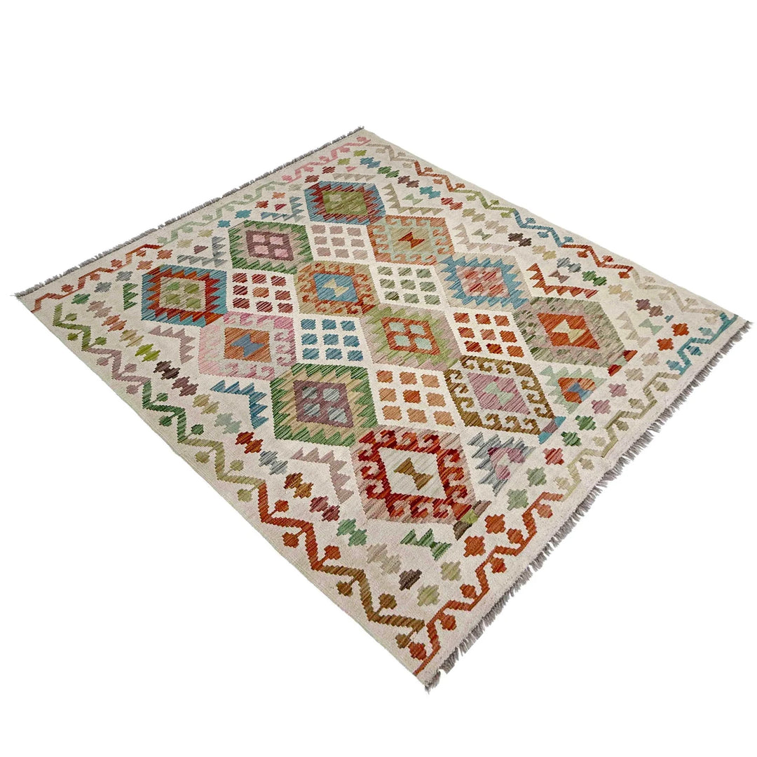 Afghan Kilim Rug 4' 11" x 6' 4" Flat-Weave | No. AL72251