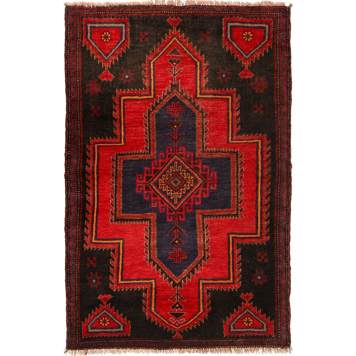 Afghan Baluchi Rug 3' 2" x 4' 11" Hand-Knotted | No. AL72312