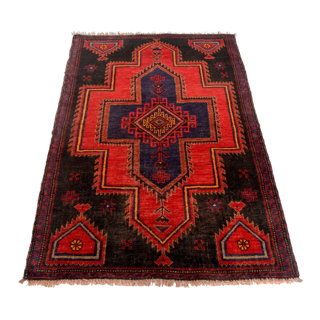 Afghan Baluchi Rug 3' 2" x 4' 11" Hand-Knotted | No. AL72312