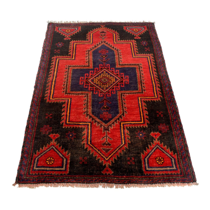 Afghan Baluchi Rug 3' 2" x 4' 11" Hand-Knotted | No. AL72312